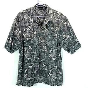 OP sport men's size Large gray black white short sleeve shirt *